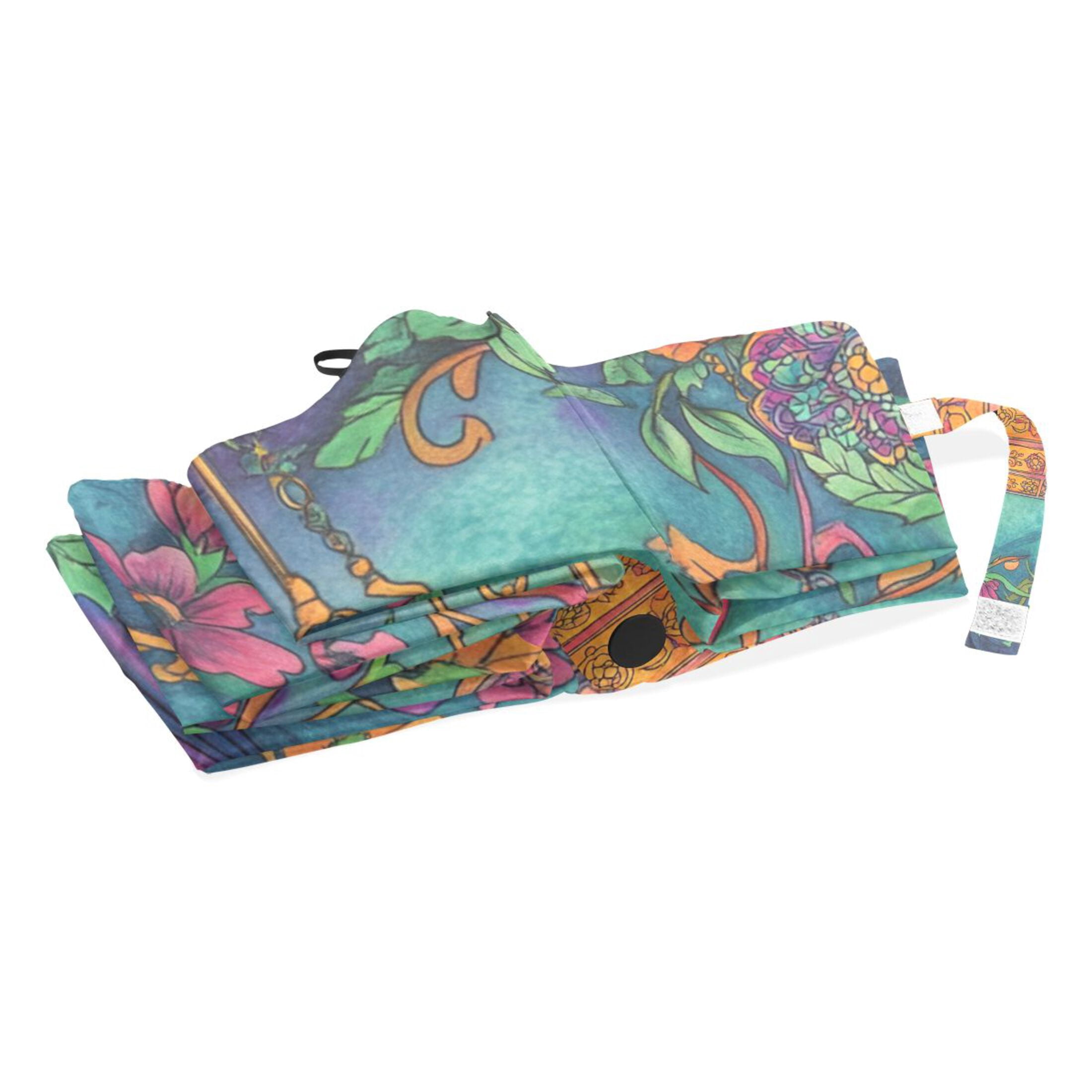 YAZAOO One-Touch Auto Open Close Rain Umbrella With Creative Floral Lantern Bird Art Pattern