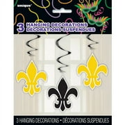 26" Hanging Fleur De Lis Mardi Gras Decorations, 3-Count