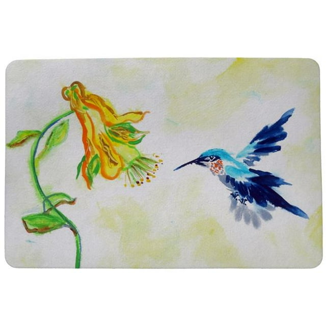 Betsy Drake DM824 Tapis de Porte Oiseau et Fleur Jaune - 18 x 26 Po