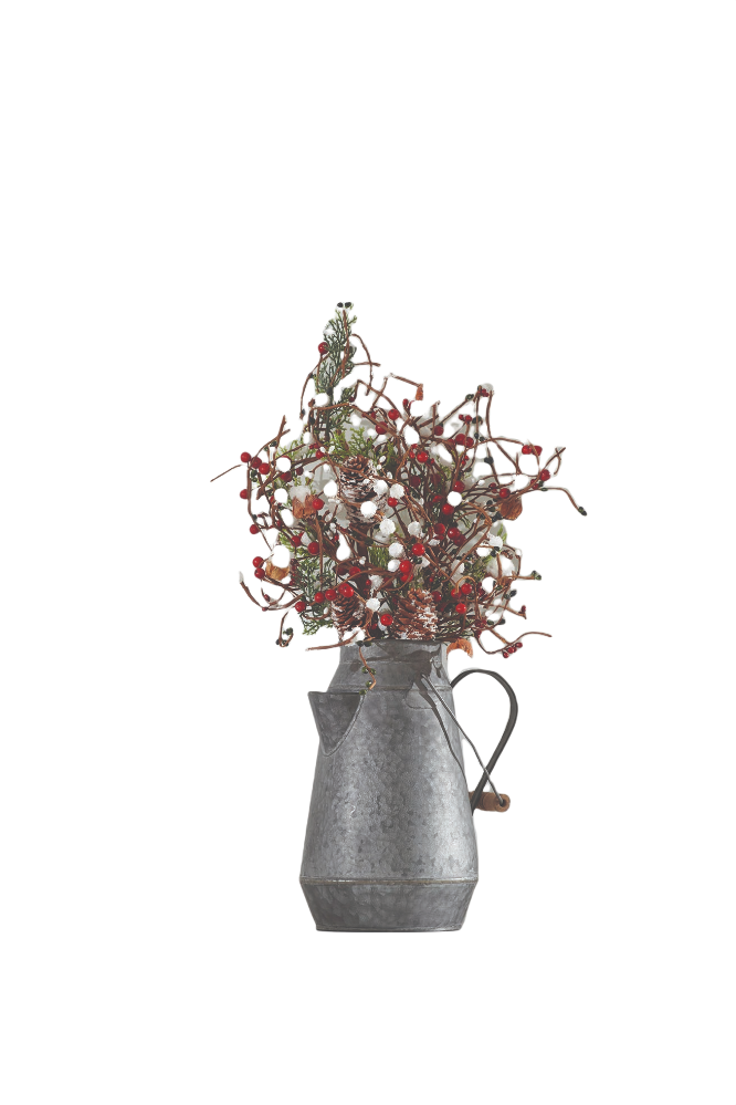 HomeMagic Decorative Metal Silver Coffee Pot Vase with Handle