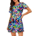 thumbnail image 1 of Fotbe Colorful Tie Dye Stained Glass 2 Bata de Dormir para Mujer con Estampado, Camisón de Algodón de Manga Corta, Ropa de Dormir Casual, 1 of 6