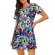 thumbnail image 1 of Balery Colorful Tie Dye Stained Glass 2 Camisón de manga corta con cuello redondo para mujer, cómodo y elegante., 1 of 6