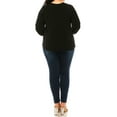 thumbnail image 4 of Women's Plus size Solid 3/4 Sleeve Blouse with Puff Sleeves and Lace and Pearl Accent, 4 of 5