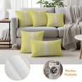 thumbnail image 6 of Yellow Beige Striped Outdoor Waterproof Pillow Covers, Modern Farmhouse Retro Lines Decorative Square Throw Pillowcase Sofa Cushion Sham for Patio/Couch/Chair, 16"x16" 2 Pack, 6 of 8
