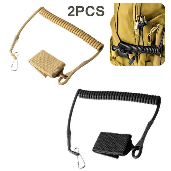 Arroyner Anti Loss Spring Cord Outdoor Loss Prevention Key Chain Spring Rope, Black & Khaki