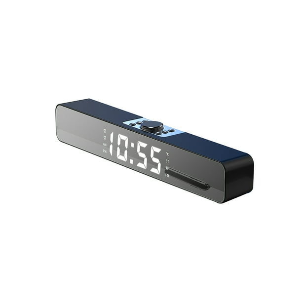 Barra de sonido Bluetooth 5.0 Altavoz con cancelación de ruido Reloj despertador inalámbrico Barra de sonido Altavoz LED, Negro, con pantalla sidaley EL001920-02B