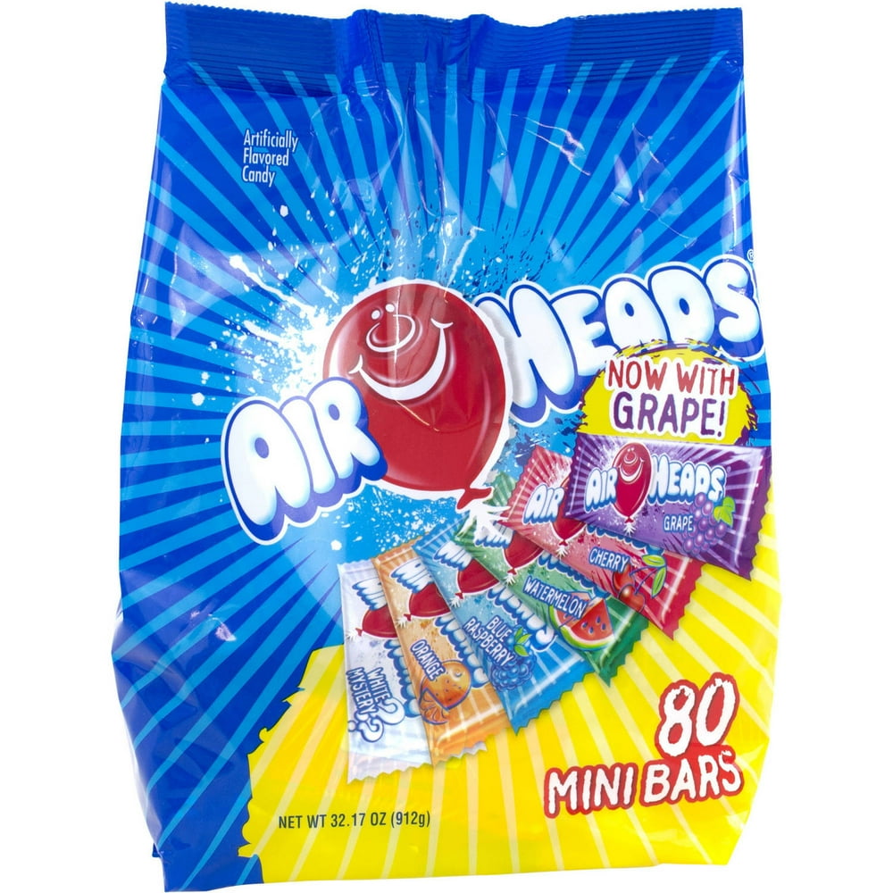 Airheads, Assorted Fruity Mini Chewy Candy Bar, 32.1 Oz, 80 Ct