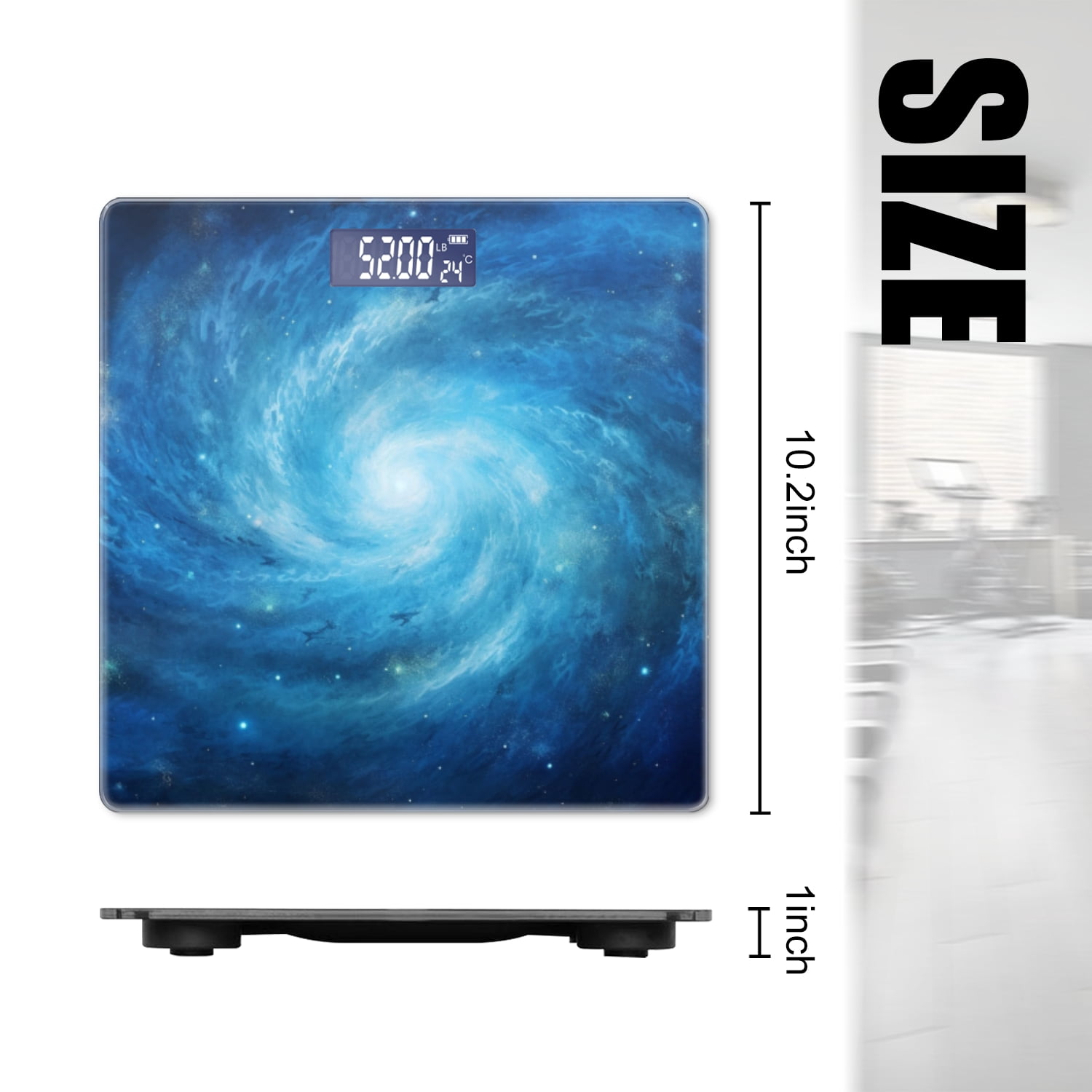 High Precision Body Weight Scale Smart Bathroom Scales with Large LCD Display(400lbs),Decorative for Bedroom-Abstract Blue Swirls And Starry Night Sky