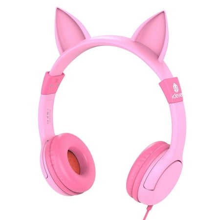 iClever Kids Headphones Cat Over the Ear Headsets, Volume Limited Headphones for Kids, Pink