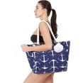 thumbnail image 2 of Extra Large Beach Bags Totes Women Waterproof Sandproof Big Tote Bag Zipper Inner Pockets Rope Handle Canvas with Zip Closure Swim Pool Gym Picnic Travel Weekend Accessorie Blue Anchor Handbag Gifts, 2 of 6