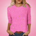 thumbnail image 2 of AherBiu Hauts à Manches 3/4 pour Femmes, Coupe Ample, Col Rond, Imprimé Graphique, T-Shirts Confortables pour l'Automne, 2 of 5