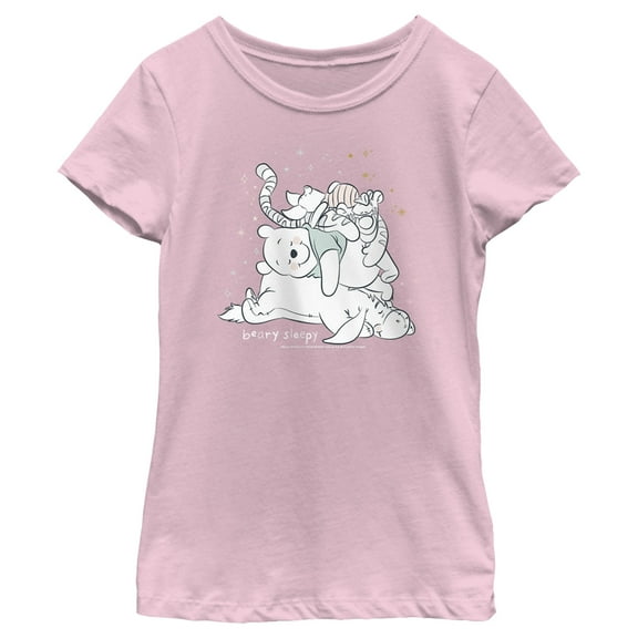 Girl's Winnie the Pooh Beary Sleepy  Graphic Tee Light Pink Small