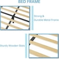 thumbnail image 4 of Twin Blue Metal Bed Frame with Shell Headboard, Velvet Upholstered Metal Bed Frame with Adjustable Headboard, Girl Platform Strong Wood Slat Support, 4 of 9