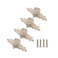 thumbnail image 1 of Pomos para gabinete shaofei con diseño de rosas europeas y placa posterior, tiradores para cajones color blanco marfil, 1 of 5