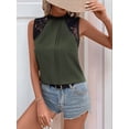 thumbnail image 5 of Women'S Lace Sleeveless Tops Pleated Summer Tank Tops 2025 Dressy Casual Sleeveless Shirts Blouse Military Green XL, 5 of 9