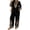 Black, variant on Wutalume Women's Long Sleeve Floral Two Piece Set - Lace Trim Ethnic Style Outfit, Bohemian Casual Loose Fit for Spring and Autumn Daily,Saffron S