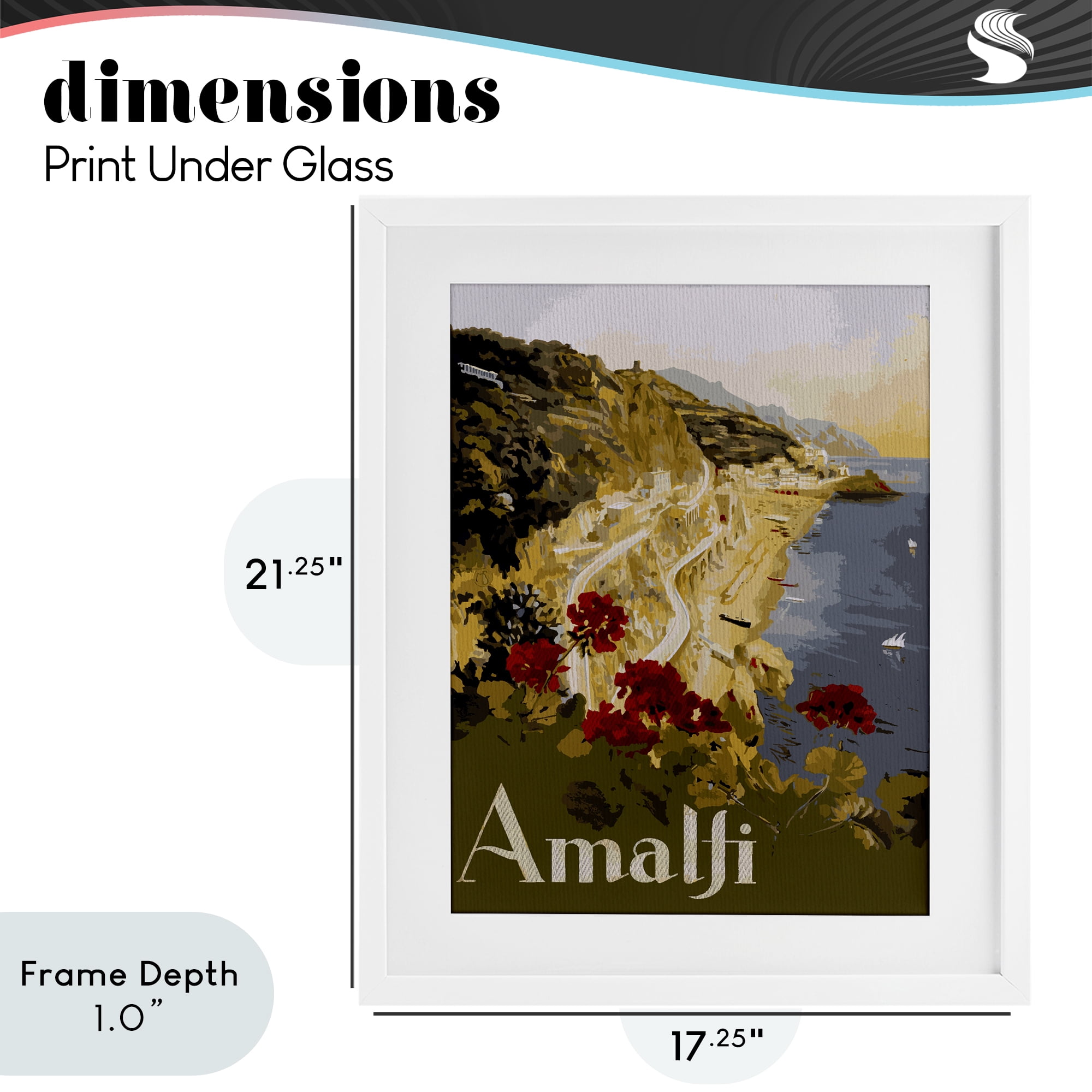 Stupell Industries Picturesque Amalfi Coast White Framed Print Under Glass, design by Lil' Rue