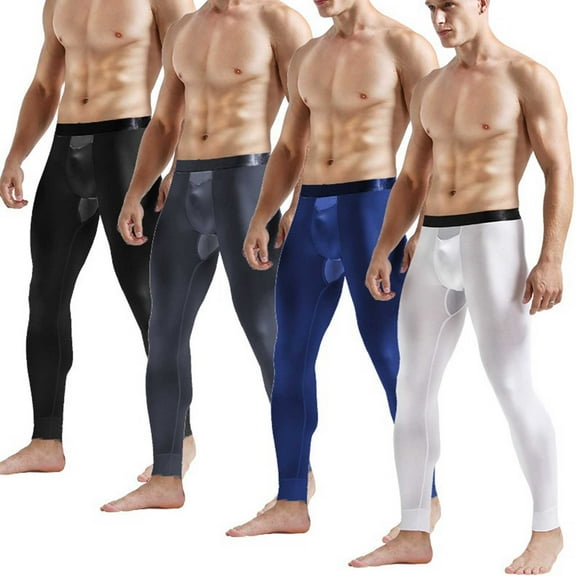 Afuyipoi Men's Solid Casual Bottoms, Keep Warm Breathable Ice Silk Mesh Underwear Bottoms Black L