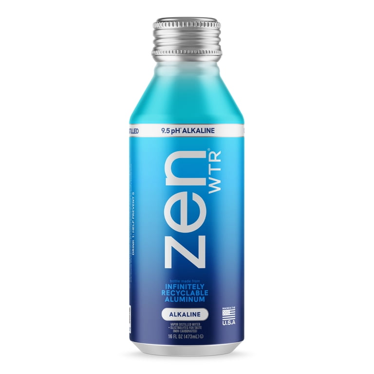 ZenWTR Ultra-Pure Vapor Distilled Water 16 oz Pack of 12 with 9 pH