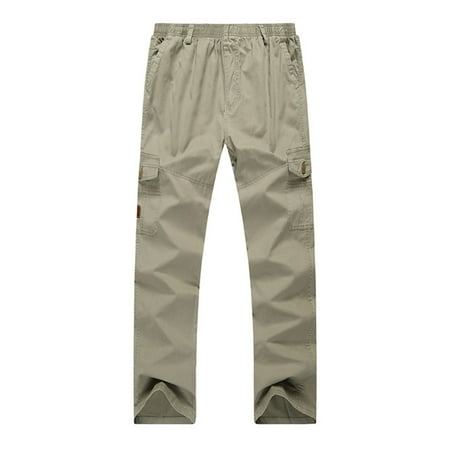 Pudcoco Men?s Loose Cargo Pants Elastic Waist Solid Color Work Pants ...