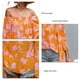 thumbnail image 5 of Blusa de verano con hombros descubiertos, dobladillo alto y bajo, manga acampanada, fruncida, estampado floral, 5 of 6