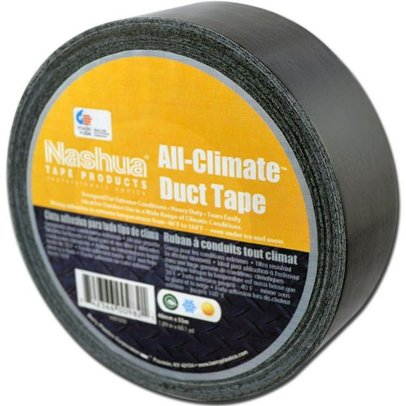 Nashua 1087340 All-Climate Heavy-Duty Duct Tape, Black, 9 Mil, 1.89" x 60 Yd, Each