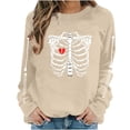 thumbnail image 2 of Halloween Skeleton Printed Sweatshirt For Women Fall Fleece Lined Crewneck Long Sleeve Pullover Tops S-XXL, 2 of 6
