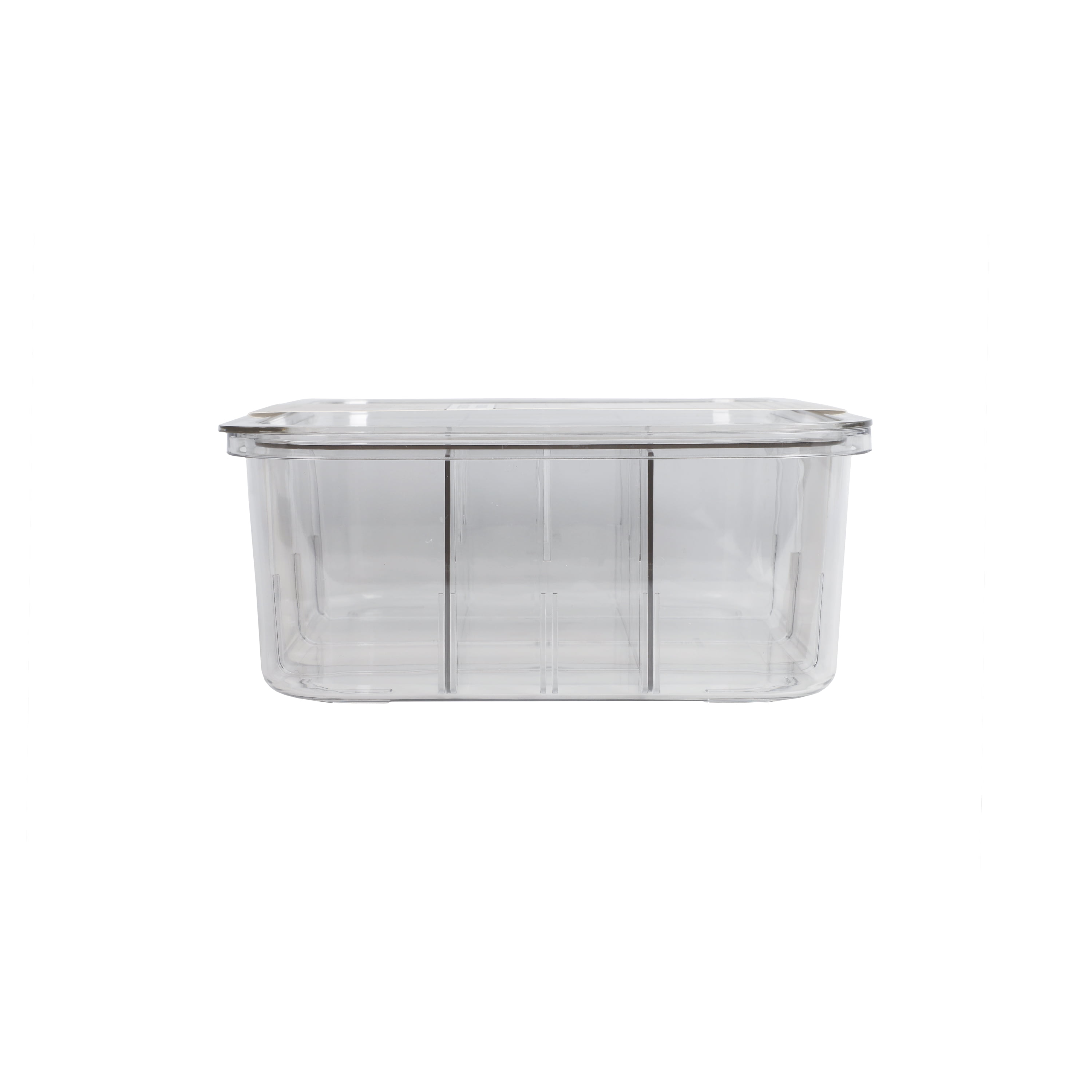 Clear Storage Box with Dividers and with Lid, Plastic, 12.59"x9.84"x4.33" The Storage Editions, Use by Adults and Teens