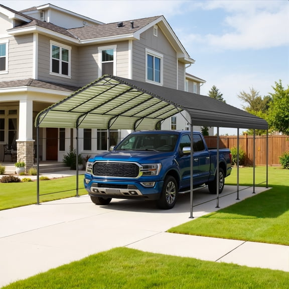 Patiowell 12'x20' Outdoor metal Carport, Heavy-Duty Steel Structure with Enhanced Base, All-Weather Shelter for Cars, Trucks, Boats, Tractors & Outdoor Use