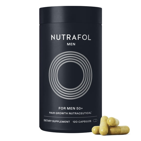 Nutrafol Men 50  Hair Growth Supplements, Clinically Tested for Visibly Thicker Hair and Scalp Coverage, #1 Dermatologist-Recommended Hair Growth Supplement Brand - 1 Month Supply