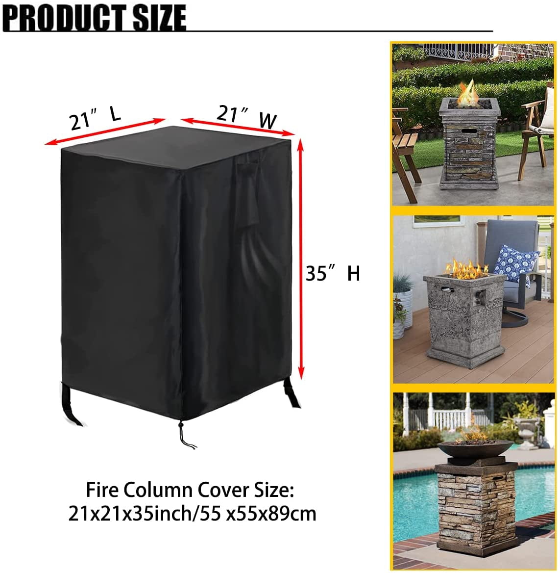 Round Fire Pit Cover 30Dx25H Waterproof Outdoor Gas Firepit Table Cover for BALI OUTDOORS Propane Fire Pit Column