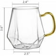 thumbnail image 2 of Set of 4 Glass Coffee Cups, 12 Oz Clear Glass Tea Mugs with Handle, Diamond Shape Espresso Liquor Drinking Mugs for Latte, Cappuccino, Juice, Milk, Beverages, 2 of 7