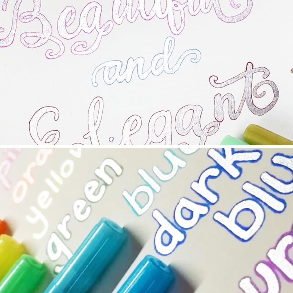 Dual-Line Highlighter, 2024 New Glitter Gel Double Line Outline Pen Sparkle Markers Colorful Art Pens for Writing, Scrapbooking, Coloring and, Journal Drawing, Greeting Cards (8 Pcs) (24 Pcs)