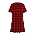 thumbnail image 3 of Red Womens Brunch Dresses Short Sleeve Dresses for Women Crewneck Spandex Midi Knee High Loose Fit Plaid Summer Fall Dresses 2025 Clothes Country Concert L, 3 of 5