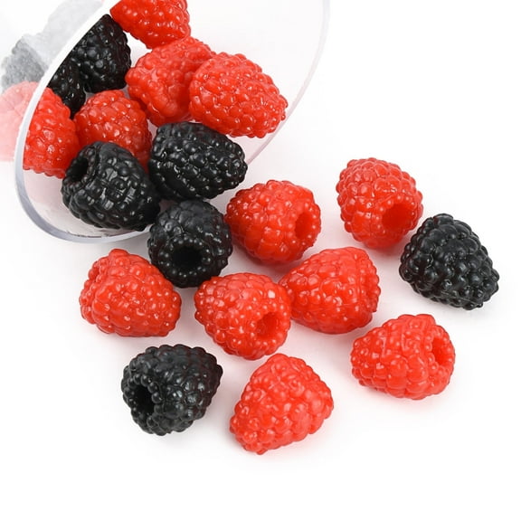 HUIANER 20Pcs Artificial Raspberry Kitchen Fake PVC Raspberry Decoration（Black and Red）