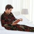 thumbnail image 4 of Mens Pajamas Set, Fishbone rose Button Down Long Sleeve Loungewear Sleepwear Pjs sets for Men, 4 of 5