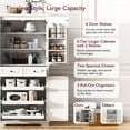 thumbnail image 3 of 71" Kitchen Pantry Cabinet, Embossed Texture Freestanding Cupboard Cabinet with 3 Pull Out Cabinet Organizers, 6 Door Shelves and 2 Drawers for Kitchen,Dining Room (White), 3 of 9