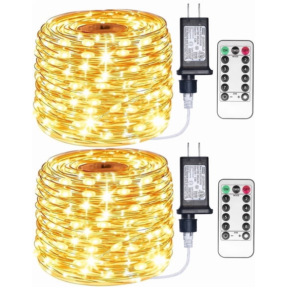 RESNICE 2 Pack 66Ft Plug-in LED Fairy Lights 200 LED Silver Wire Twinkle String Lights with Remote for Christmas Tree Bedroom Living Room Wall Patio Party Wedding Home Decor