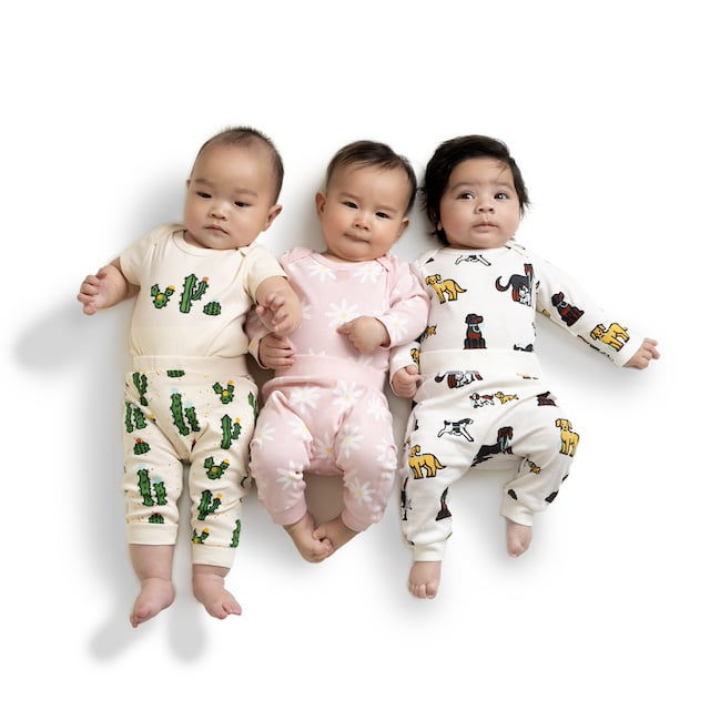 M+A by Monica + Andy Organic Cotton Gender Neutral First Moves Bodysuit + Groove Pant Set, Sizes Newborn -24 Months