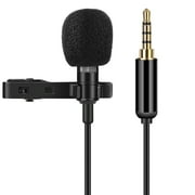 Lavalier Lapel Microphone, Clip-on Body Collar Neck Condenser Mic Noise Cancelling Omnidirectional w/ 3.5mm Jack for Interview Conference Podcast Android iPhone Smartphones, 3 Pin Adapter Included