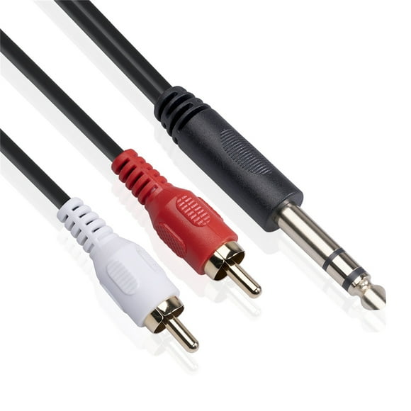 TopLLC 6.35 Mm To 2RCA Cable RCA Cable 6.35mm 1/4 Inch Male To 2 RCA Male Stereo Audio Adapter Y Splitter RCA Cable on Clearance