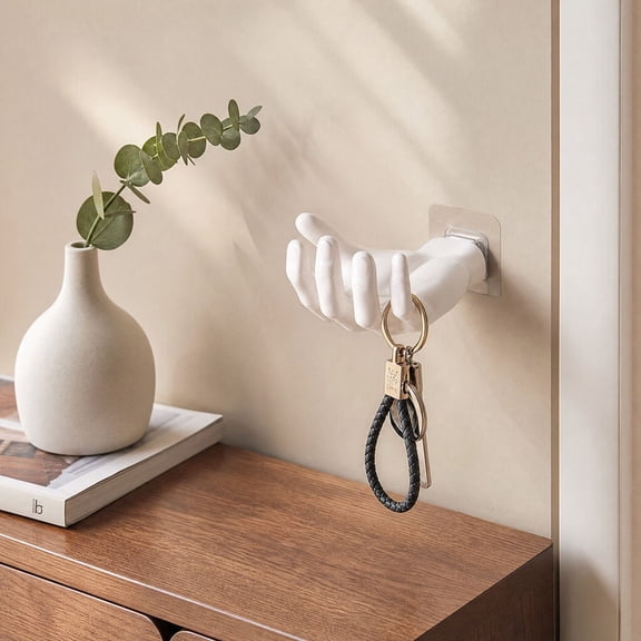 Hand Shaped Wall Shelf, 5.5 in x 3.9 in x 3.1 in, Plastic, for Household Repair and Organization, White