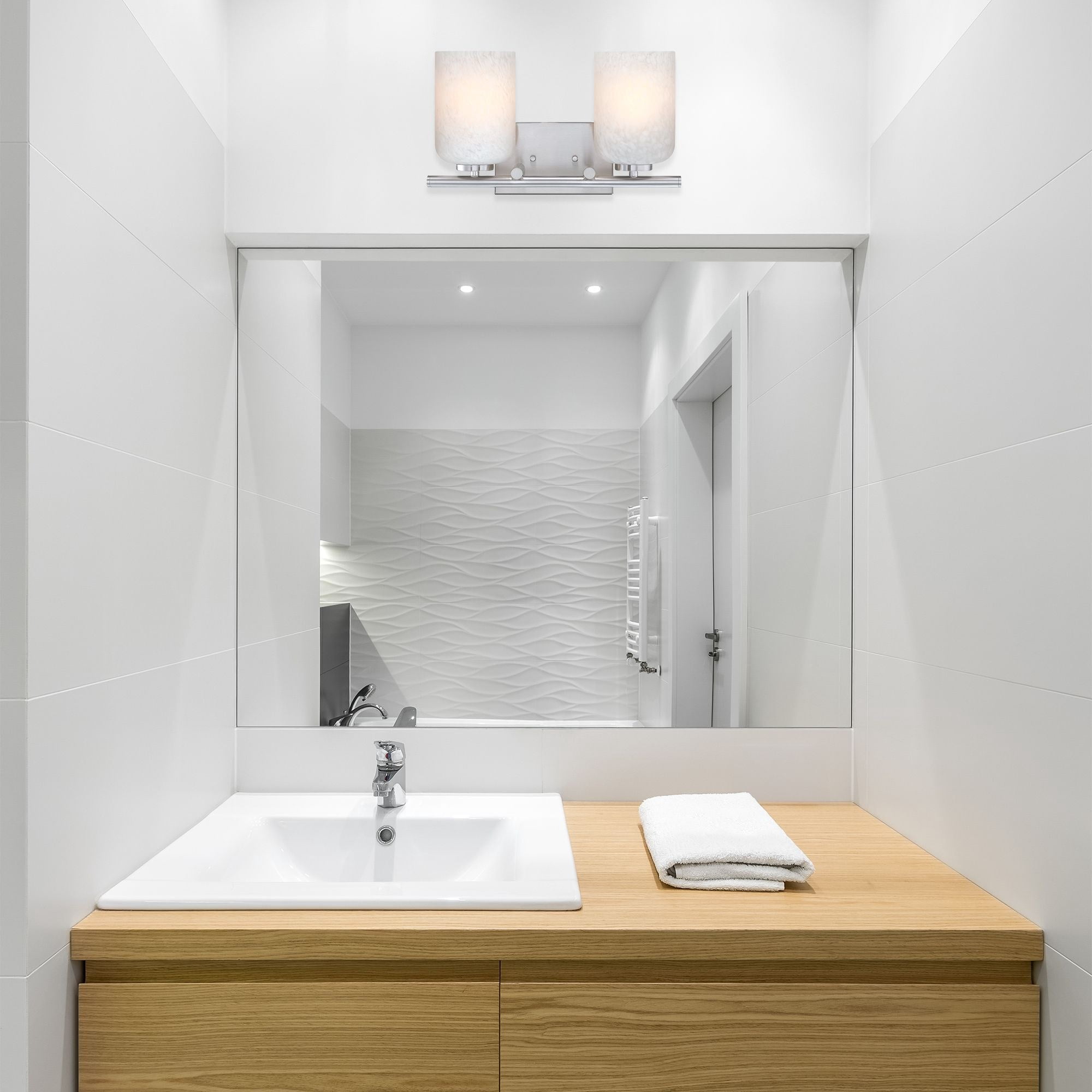 Bluestone Ridge 16 in. 2-Light Brushed Nickel Vanity Wall Light for Bathrooms