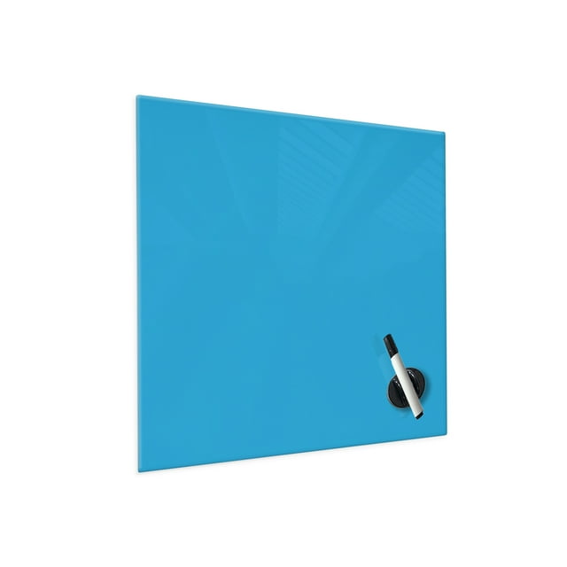 Floating Magnetic Eraser Glass Board 16" X 16" Inches Eased Corners - Light Blue