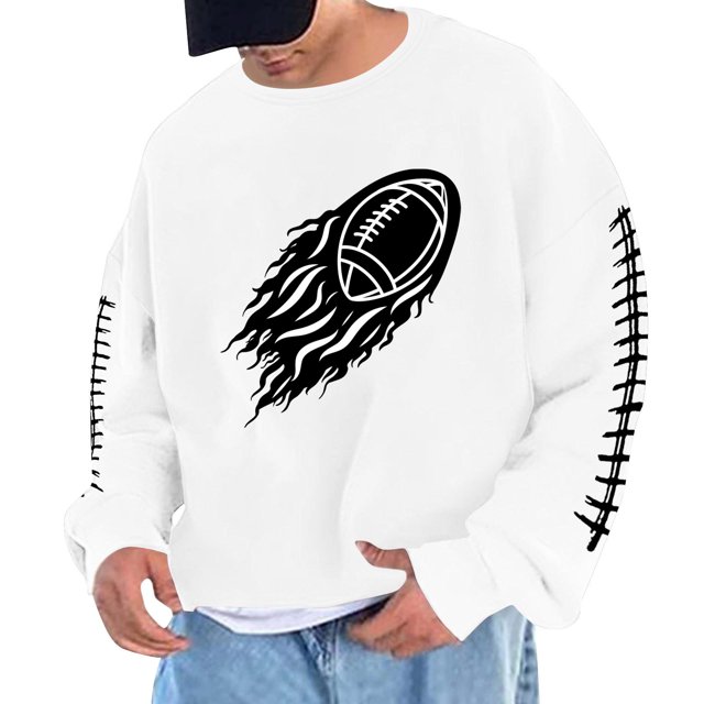 Sudadera sin capucha para hombre, cuello redondo, sudadera deportiva con estampado de fútbol, jersey de manga larga, blusa de poliéster para hombre