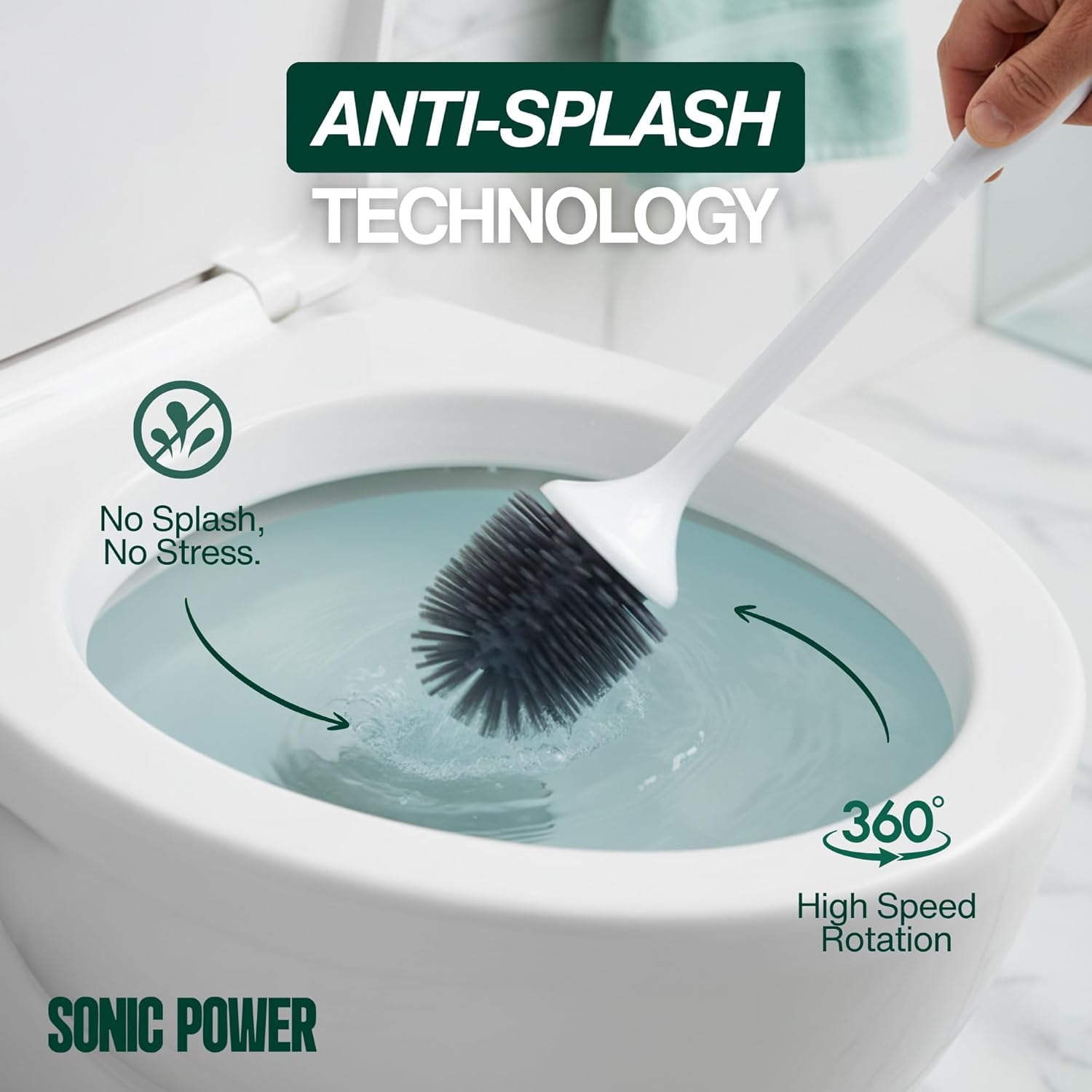 Electric Toilet Brush & Scrubber – Self Cleaning Silicone Bowl Cleaner with UVC Light, Rechargeable Wireless Spinning Set for Deep Clean