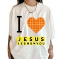 thumbnail image 3 of I Love Jesus Waffle Heart T-Shirt – Funny Christian Breakfast Graphic Tee, Casual Unisex Cotton Top, Soft and Comfortable, 3 of 7