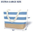 thumbnail image 3 of Oversized Canvas Beach Tote Bag for Women and Girls, Waterproof Sandproof Travel Tote Bag with Wet Pocket, Striped,Canvas+jute,  Light Blue, 3 of 6