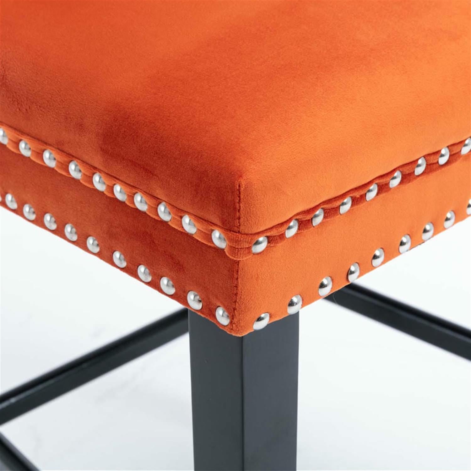 Demi Bonn 40" Counter Height Bar Stools Set of 2, Velvet Upholstered Barstools with Back, Kitchen Island Countertop Chairs for Dining Room, Orange