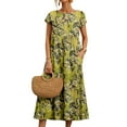 thumbnail image 2 of Women Casual Loose Bohemian Floral Dress with Pockets Short Sleeve Long Maxi Summer Beach Swing Dress, 2 of 8